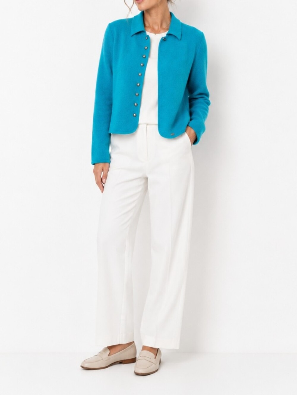 Vintage Geiger Austria Turquoise Boiled Wool Alpine Jacket S40 Old Money Vibes